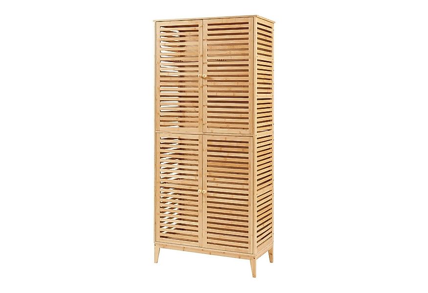 en.casa Mehrzweckschrank Badezimmerschrank »Raurgela« 180x80x40 cm Bambus günstig online kaufen