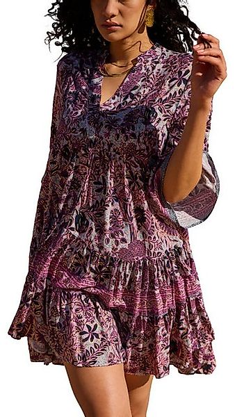 Charis Moda Tunikakleid Sommerkleid romantischer Boho Stil violet günstig online kaufen
