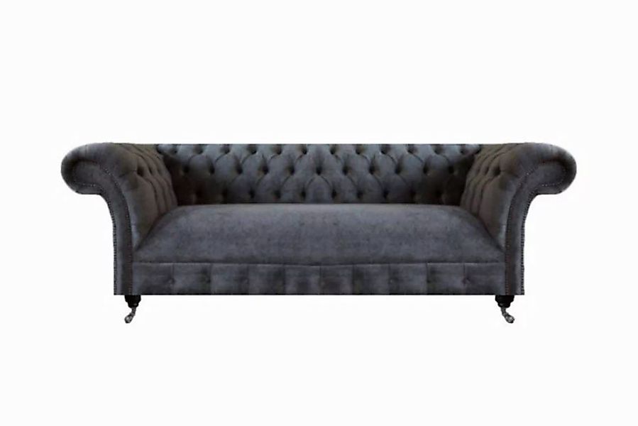 Xlmoebel Sofa Chesterfield Graues Dreisitzer-Sofa aus Stoff für das Wohnzim günstig online kaufen