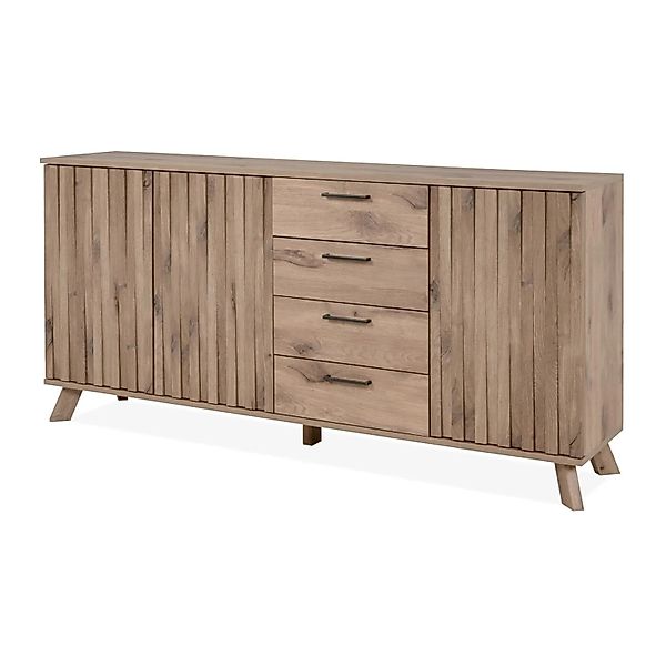 Furn.Design Sideboard Eiche 175 cm 3D Relief Viel Stauraum Push-to-Open Dou günstig online kaufen