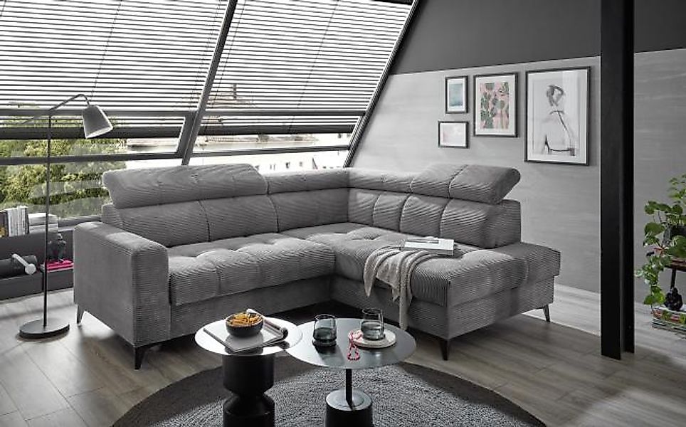 Wohnlandschaft Ecksofa Cord rechts elektrisch ausfahrbar ca. 243 x 200 cm B günstig online kaufen