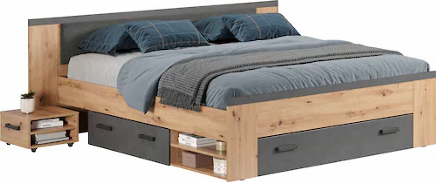 Home affaire Stauraumbett »Ambres« 1 Stk. tlg. ausziehbare Bettkästen, Fäch günstig online kaufen