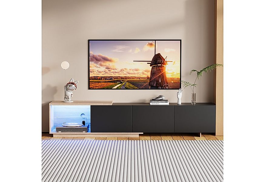 FUROKOY Lowboard Hochglanz-TV-Schrank, für bis 75 Zoll (Fernsehtisch, Ferns günstig online kaufen