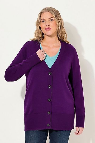 Ulla Popken Strickjacke Strickjacke V-Ausschnitt Knopfleiste Feinstrick günstig online kaufen