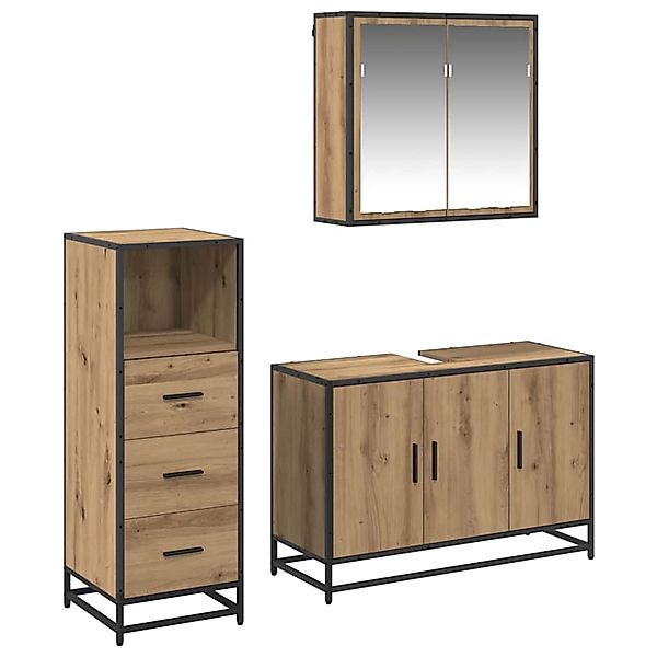 vidaXL Badezimmermöbel Set mit Tür 3-Tlg Artisan-Eiche Holzwerkstoff 340245 günstig online kaufen