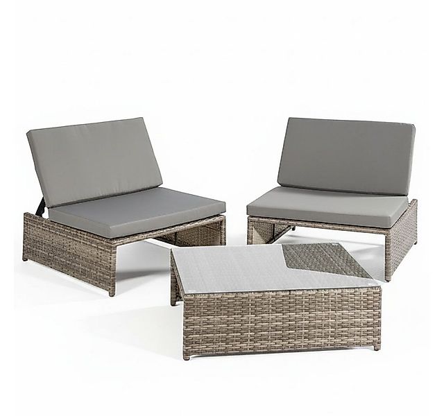 Mucola Balkonset Balkon-Sitzset 3-teilig aus Polyrattan – kompakt für Balko günstig online kaufen