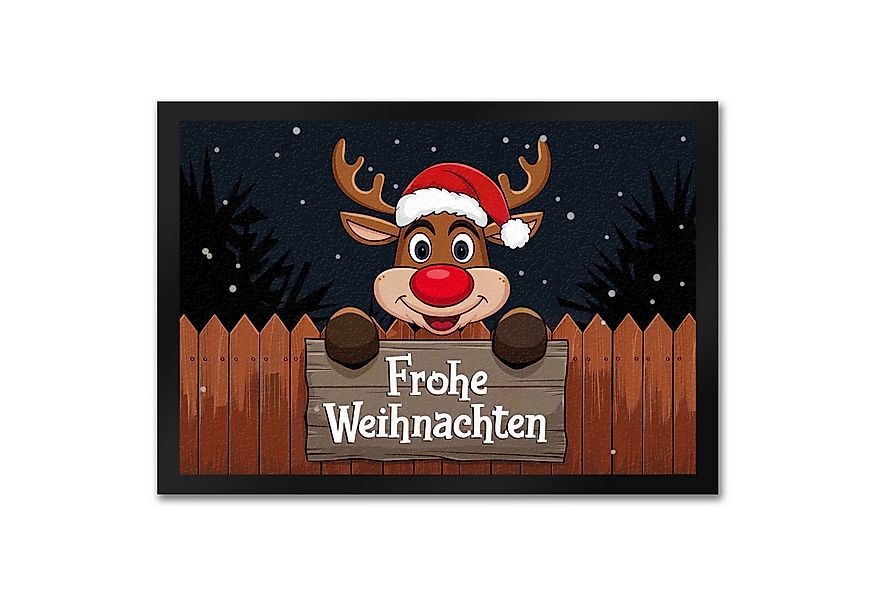 speecheese Fußmatte Rentier mit Weihnachtsmannmütze Frohe Weihnachten Fußma günstig online kaufen