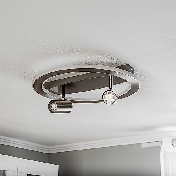Lindby LED-Deckenlampe Berisha, 2-flammig + LED, nickel günstig online kaufen