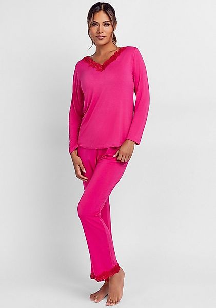 Dorina Pyjama ORIGINS (2 tlg) Spitze, weich, Langarm, bequem, feminin günstig online kaufen