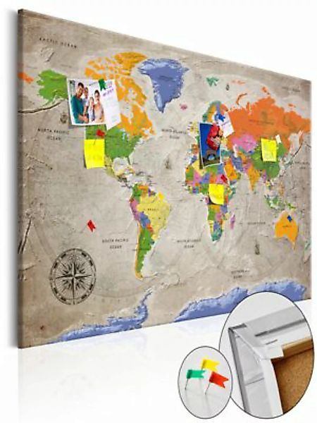 artgeist Pinnwand Bild World Map: Retro Style [Cork Map] braun Gr. 90 x 60 günstig online kaufen