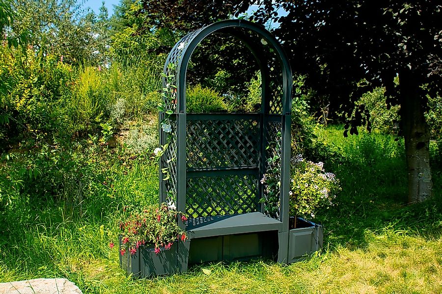 KHW Gartenbank "Amsterdam" mit Rosenbogen, Spalier und zwei Pflanzkästen, a günstig online kaufen