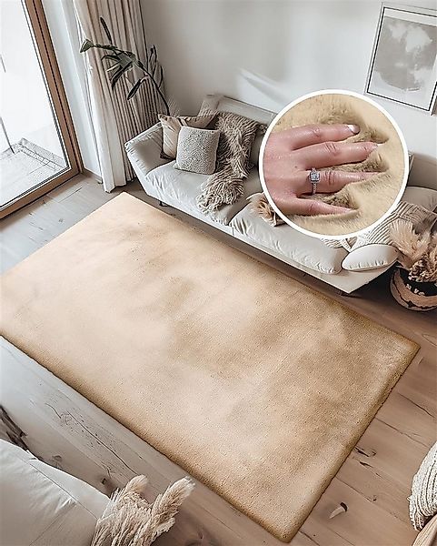 Qiyano Teppich Hochflorteppich Wanga 100 Beige 120 x 170 cm, Rechteckig günstig online kaufen