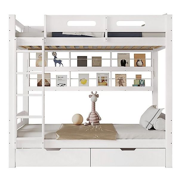 OKWISH Kinderbett Etagenbett Holzbett (mit Fallschutz & Schubladen – Regal günstig online kaufen