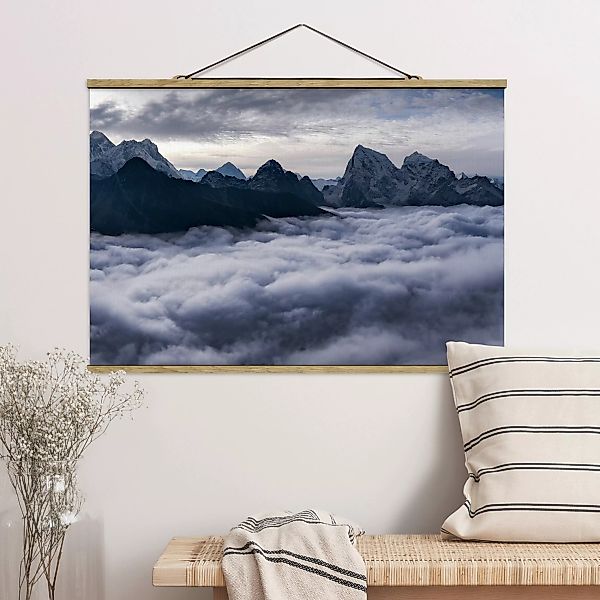 Stoffbild Berge mit Posterleisten - Querformat Wolkenmeer im Himalaya günstig online kaufen