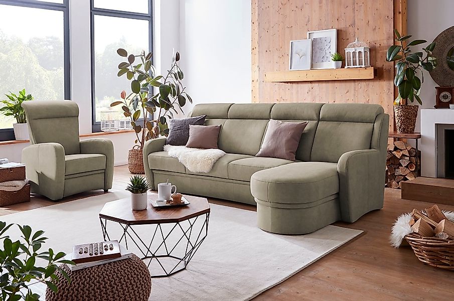 VILLA BECK Ecksofa "Varese L-Form", (2 St.), Kopfteilverstellung, wahlweise günstig online kaufen