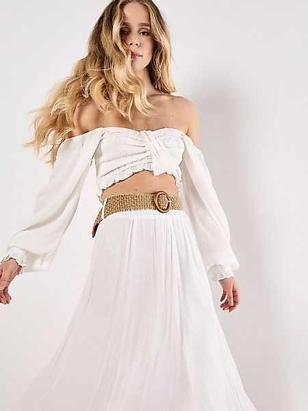 Apricot Midirock Unifarbener Rock (2-tlg) mit Flechtgürtel, im Crinklelook günstig online kaufen