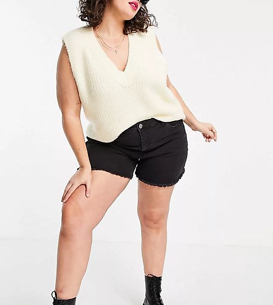 Cotton On Curve – Mom-Shorts mit hohem Bund in verwaschenem Schwarz günstig online kaufen