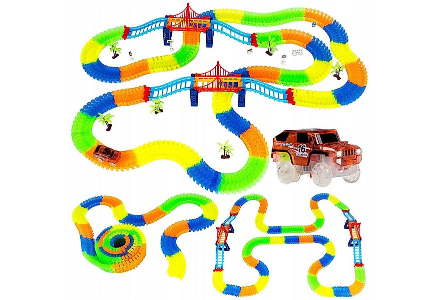 kinderplay Autorennbahn Leuchtender Rennbahn Track – Flexibel biegsam – Spi günstig online kaufen
