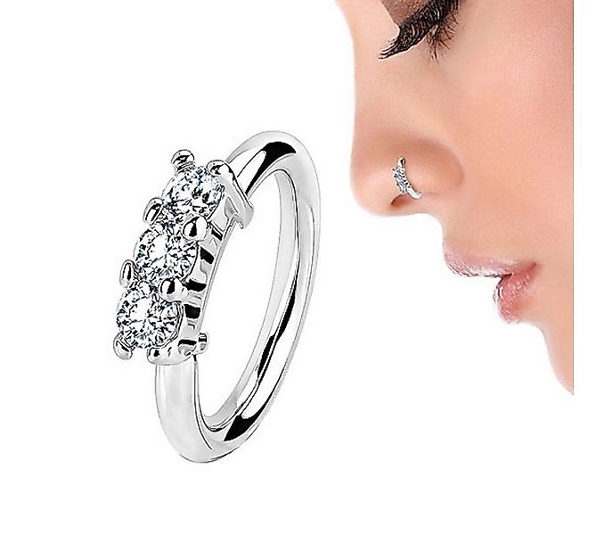 Taffstyle Nasenpiercing Universal Piercing Ring mit 3 Kristallen Nasen, Gli günstig online kaufen