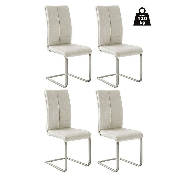 freiraum Freischwinger HUDSON, (4er-Set) mit Griff, Edelstahl, Bezug creme günstig online kaufen