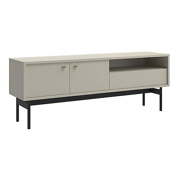 Selsey TV-Schrank OLAR TV-Lowboard Greige, mit Schublade & Klappen, Metallg günstig online kaufen