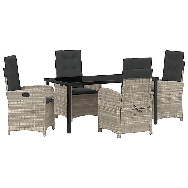 vidaXL Garten Essgruppe 5-Tlg Hellgrau Poly Rattan 3380298 günstig online kaufen