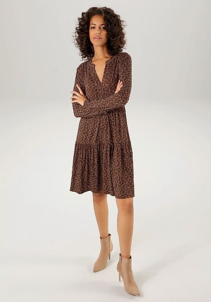 Aniston CASUAL Jerseykleid, mit trendfarbigen, grafischen Allover-Druck günstig online kaufen