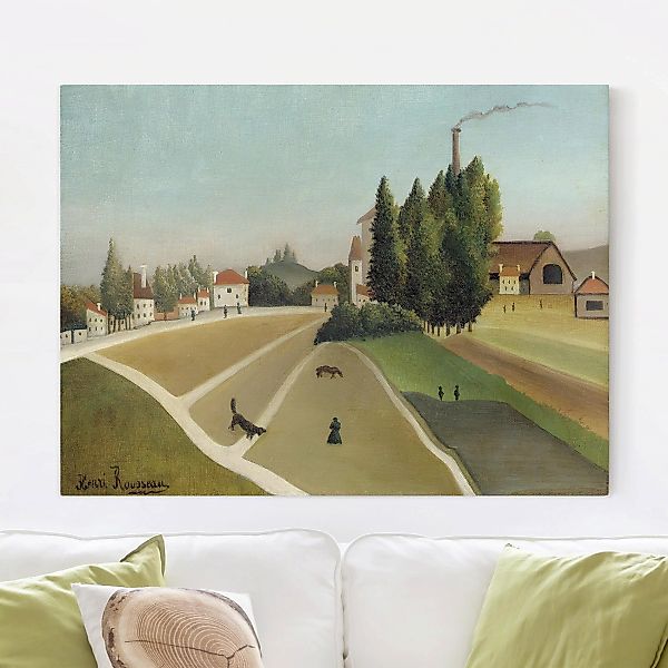 Leinwandbild Kunstdruck - Querformat Henri Rousseau - Landschaft mit Fabrik günstig online kaufen