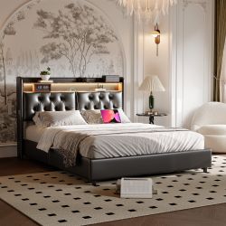 Furnishings Home Polsterbett Stauraumbett LED Doppelbett günstig online kaufen