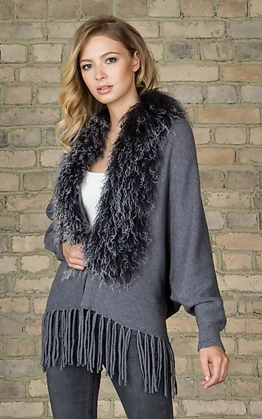 Passioni Cardigan in lockerer Passform mit flauschigem Wollkragen günstig online kaufen