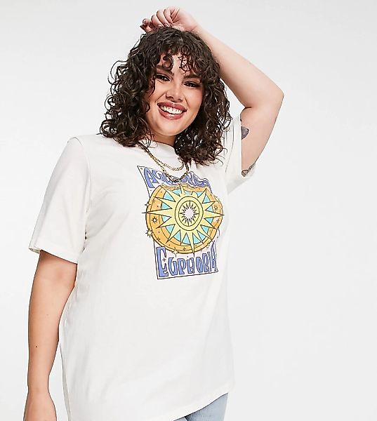 Daisy Street Plus – Locker geschnittenes T-Shirt mit „Euphoria“-Retro-Grafi günstig online kaufen