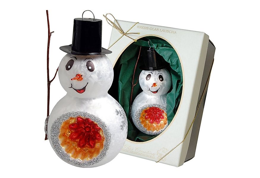 Krebs Glas Lauscha Christbaumschmuck Glasfigur - 2-kugliger Schneemann mit günstig online kaufen