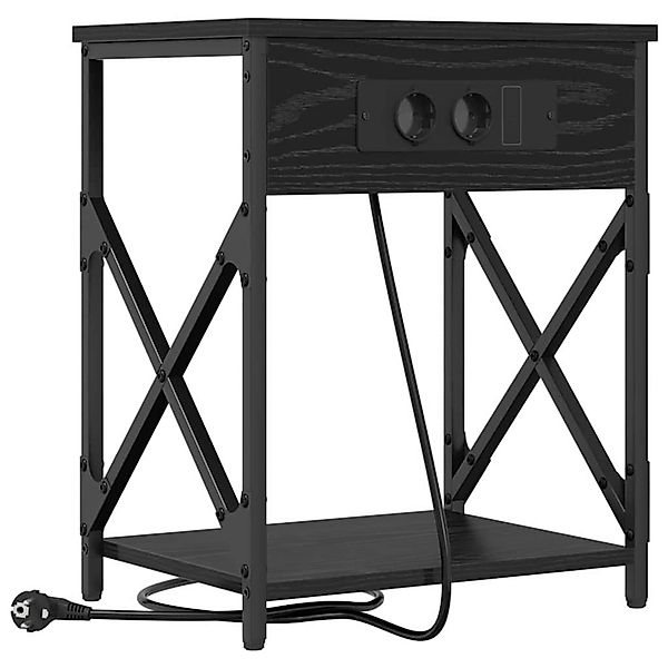 vidaXL Nachttisch mit Ladestation Schwarze Eiche 41 x 31 x 51 cm 859505 günstig online kaufen