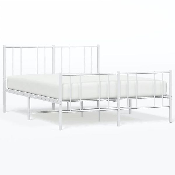 vidaXL Bettgestell, Bettrahmen mit Kopf- und Fußteil Metall Weiß 140x190 cm günstig online kaufen