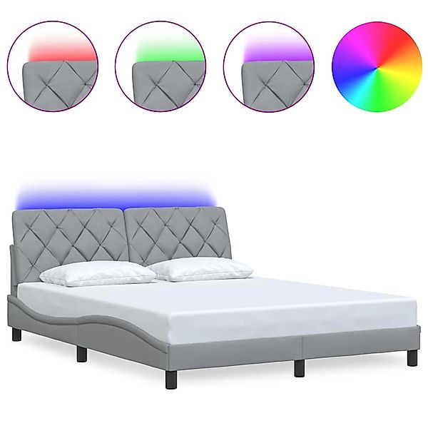 vidaXL Bettgestell mit LED ohne Matratze Hellgrau 160x200 cm Stoff 3310678 günstig online kaufen
