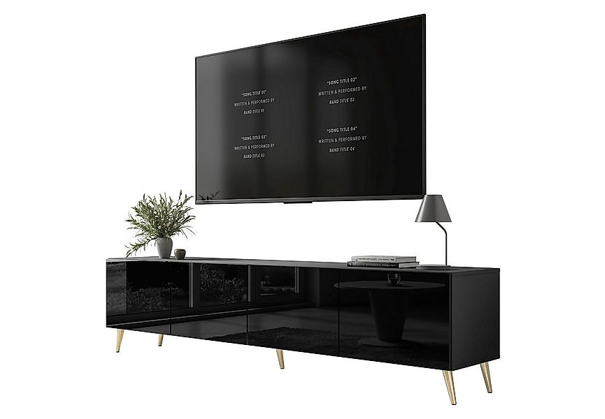 Lookway TV-Schrank AURA 200 Schwarz Hohglanz auf Beinen mit LED Beleuchtung günstig online kaufen