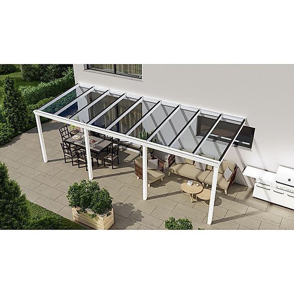 Terrassenüberdachung Basic 700 cm x 250 cm Weiß Glas günstig online kaufen