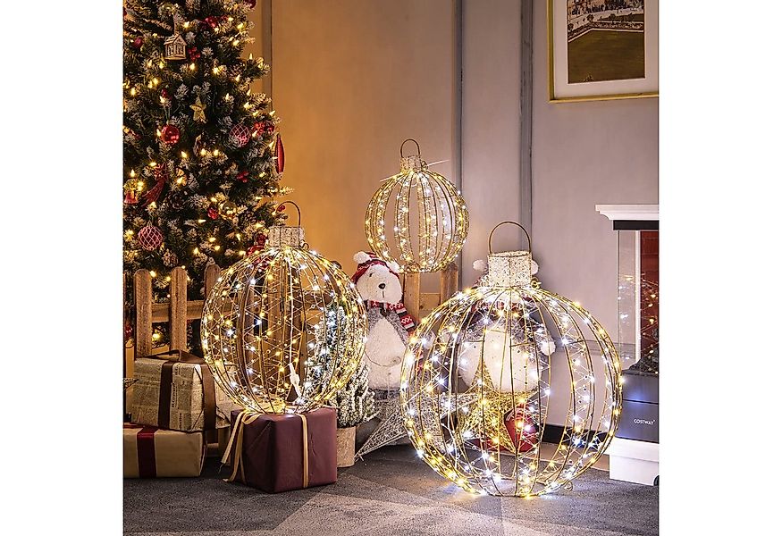 COSTWAY Weihnachtsfigur (3 St), LED Dekokugel, zum Hinhängen & Hinstellen günstig online kaufen