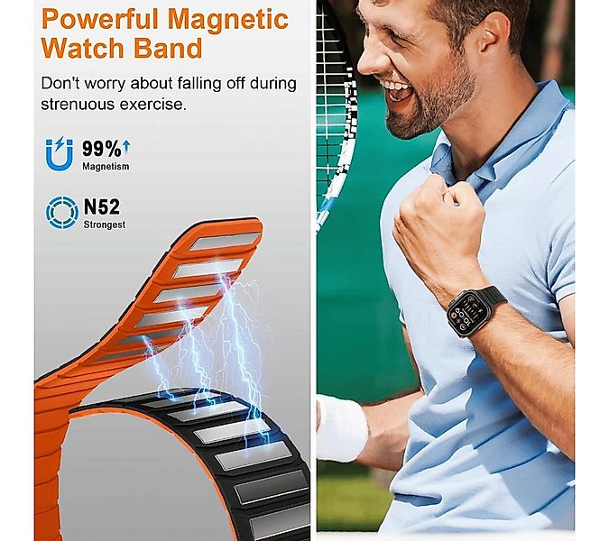 SmartUP Smartwatch-Armband für Apple Watch 11 10 9 8 7 6 5 4 3 SE Ultra Sil günstig online kaufen