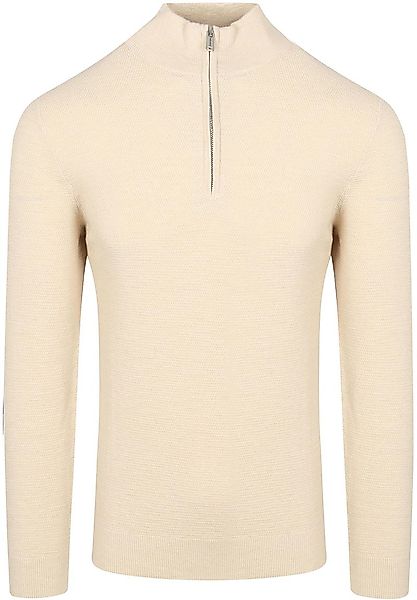 Profuomo Half Zip Pullover Struktur Ecru - Größe XL günstig online kaufen