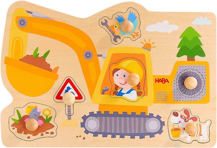 Haba Steckpuzzle Bagger, 6 Puzzleteile günstig online kaufen