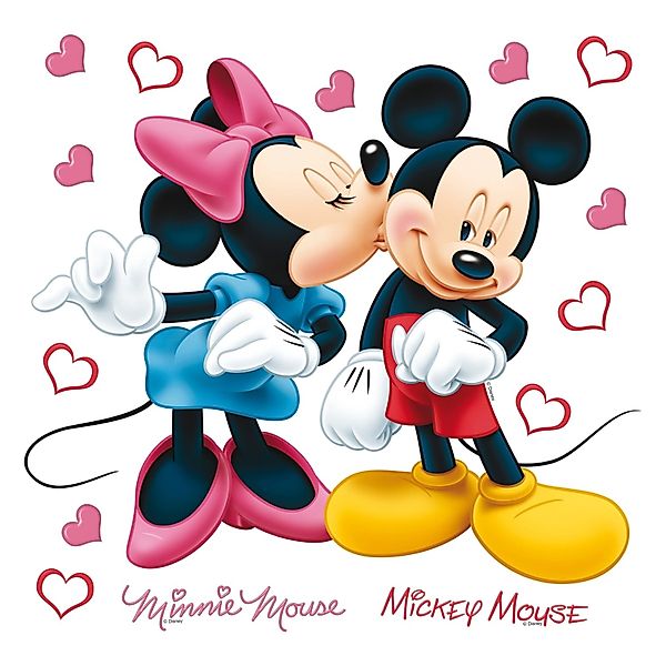 Disney Wandtattoo Minnie & Micky Maus Rosa Rot Blau und Gelb 30 x 30 cm 600 günstig online kaufen