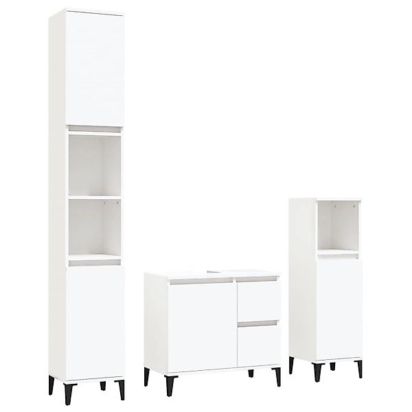 vidaXL 3-tlg. Badmöbel-Set Weiß Holzwerkstoff Modell 16 günstig online kaufen