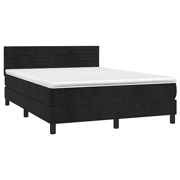 vidaXL Boxspringbett mit Matratze & LED Schwarz 140x200 cm Samt 3134467 günstig online kaufen