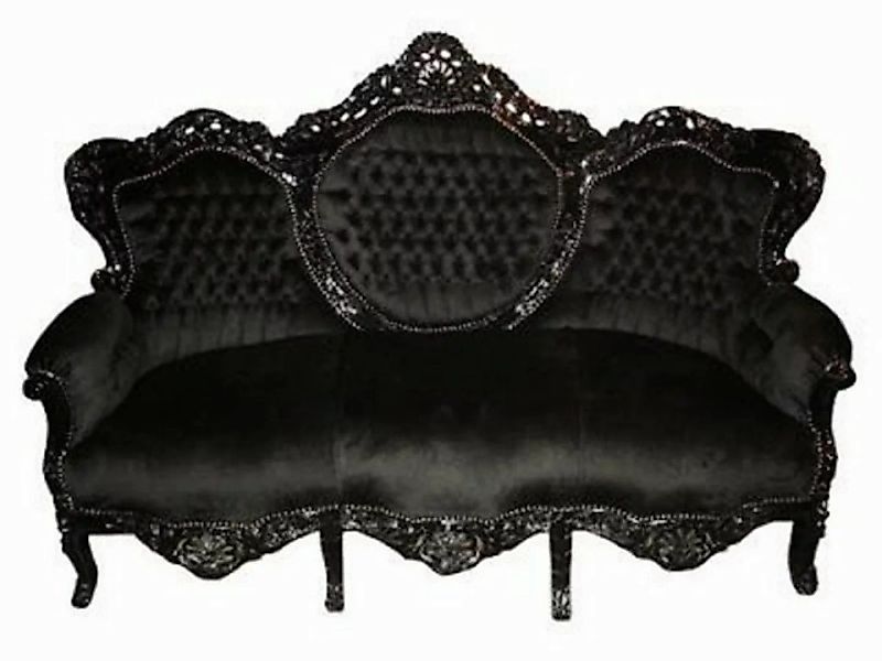 Casa Padrino Sofa Barock Sofa Garnitur King Schwarz / Schwarz günstig online kaufen