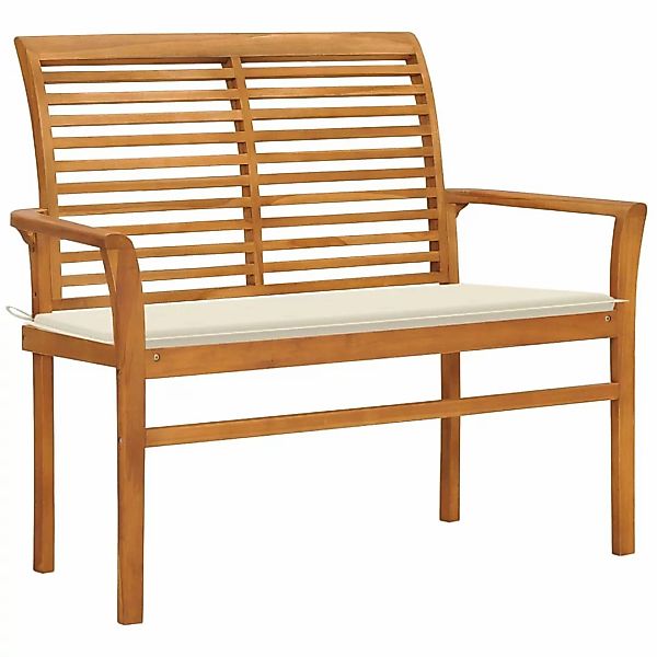 Gartenbank Mit Cremeweißer Auflage 112 Cm Massivholz Teak günstig online kaufen