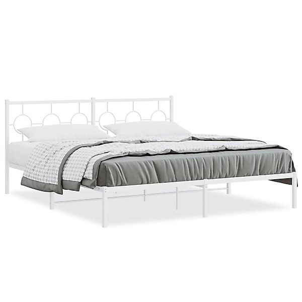vidaXL Bettgestell mit Kopfteil Metall Weiß 180x200 cm 376279 günstig online kaufen