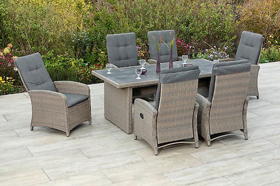 MERXX Garten-Essgruppe »Atrani« 7 Stk. tlg. 6 Hochlehner mit Kissen, Tisch günstig online kaufen