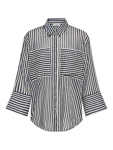 JACQUELINE de YONG Blusenshirt weite 3/4 Ärmel Knopfleiste Rundhals Hemdkra günstig online kaufen