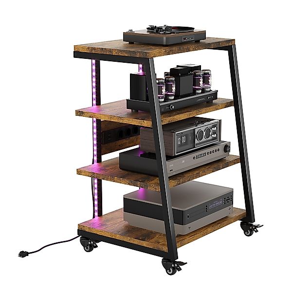 XERSEK Regalelement HiFi Rack Plattenspieler Tisch mit 2 RGB-LICHTER & Schw günstig online kaufen